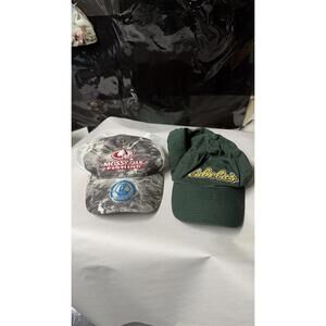 Cabela’s Green Cap & Mossy Oak Fishing Mesh Hat Lot of 2 One Size